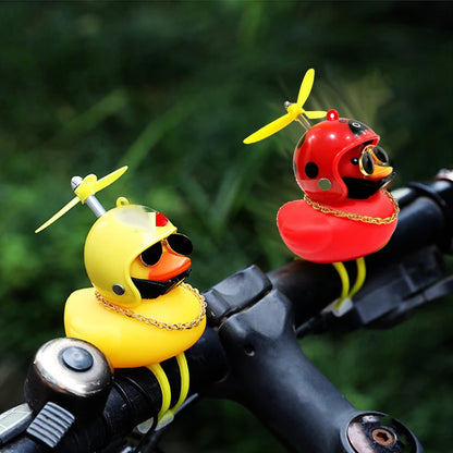 Car Duck With Helmet and Chains for Dashboard Decorations